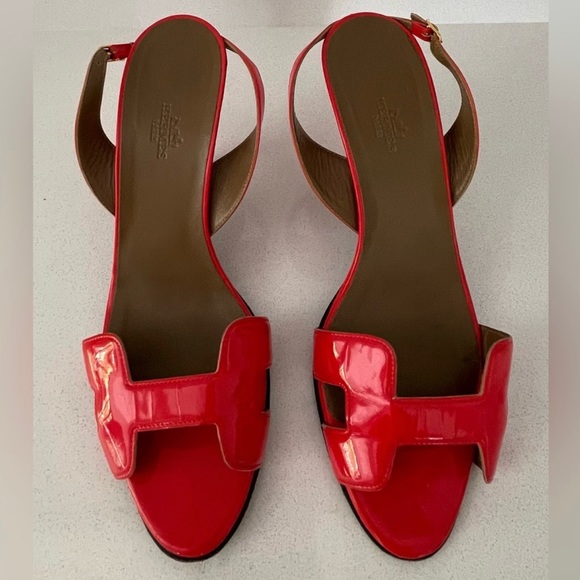 Authentic Hermes Red Sandals Heels - Picture 7 of 12